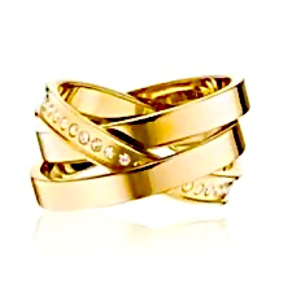 NWT Vita Fede Cassio Swarovski Pave Modular Yellow Gold Interlocking Ring Stack - Picture 2 of 10